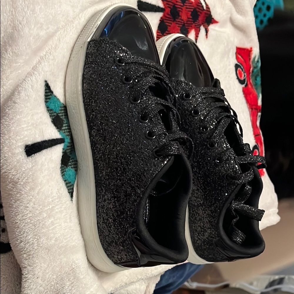 Black Glitter Women's Sneakers - Picture 3 of 5